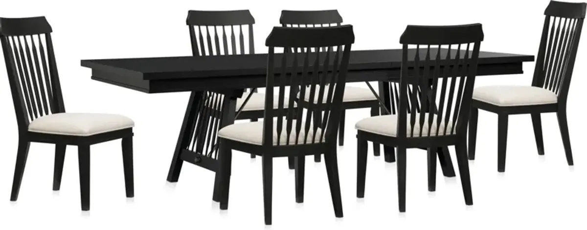 Willow Spring Extendable Dining Table and 6 Side Chairs - Black