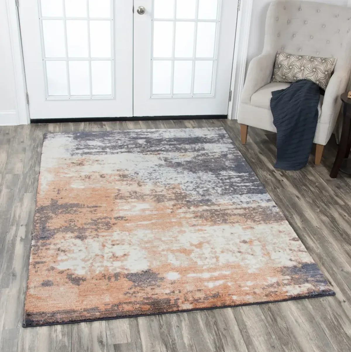 Avielle 9' x 12' Area Rug - Orange/Blue