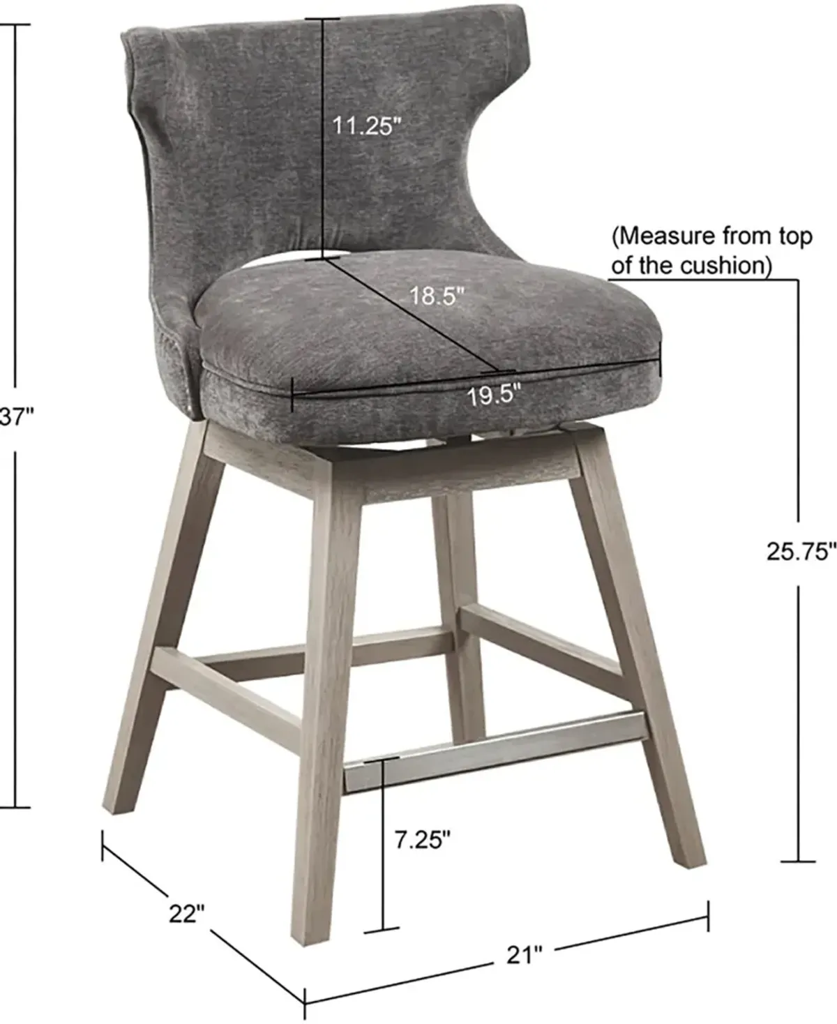 Wilma Swivel Counter-Height Stool - Dark Gray