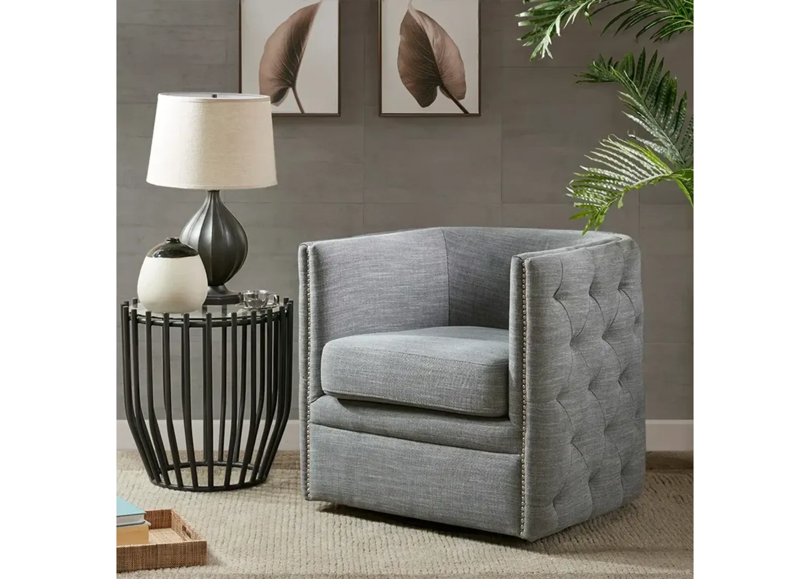 Becca Swivel Chair - Gray