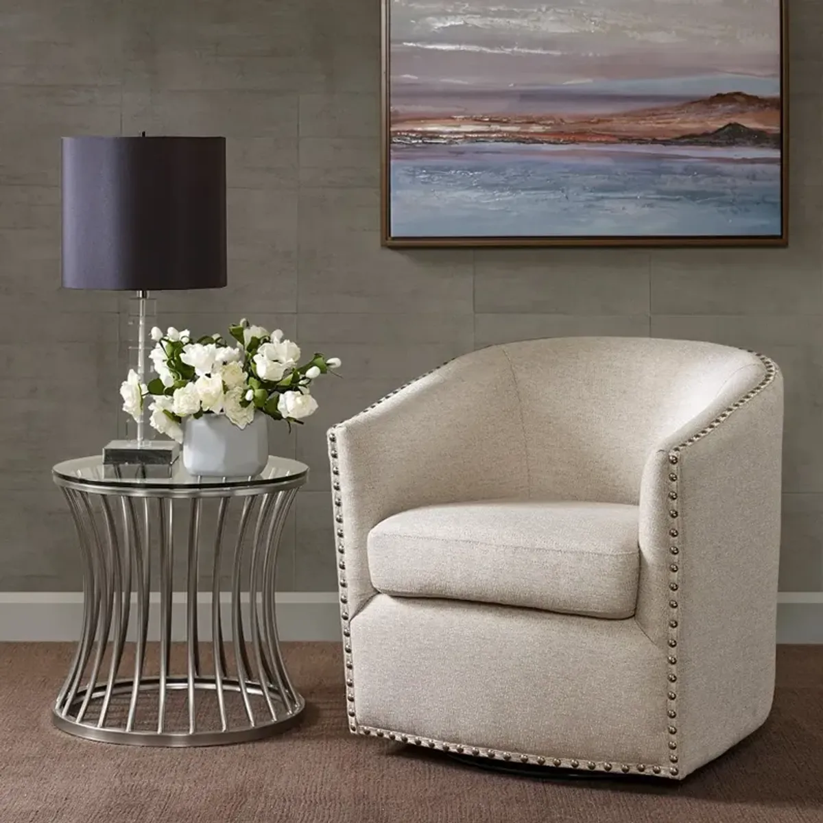 Meredith Swivel Chair - White