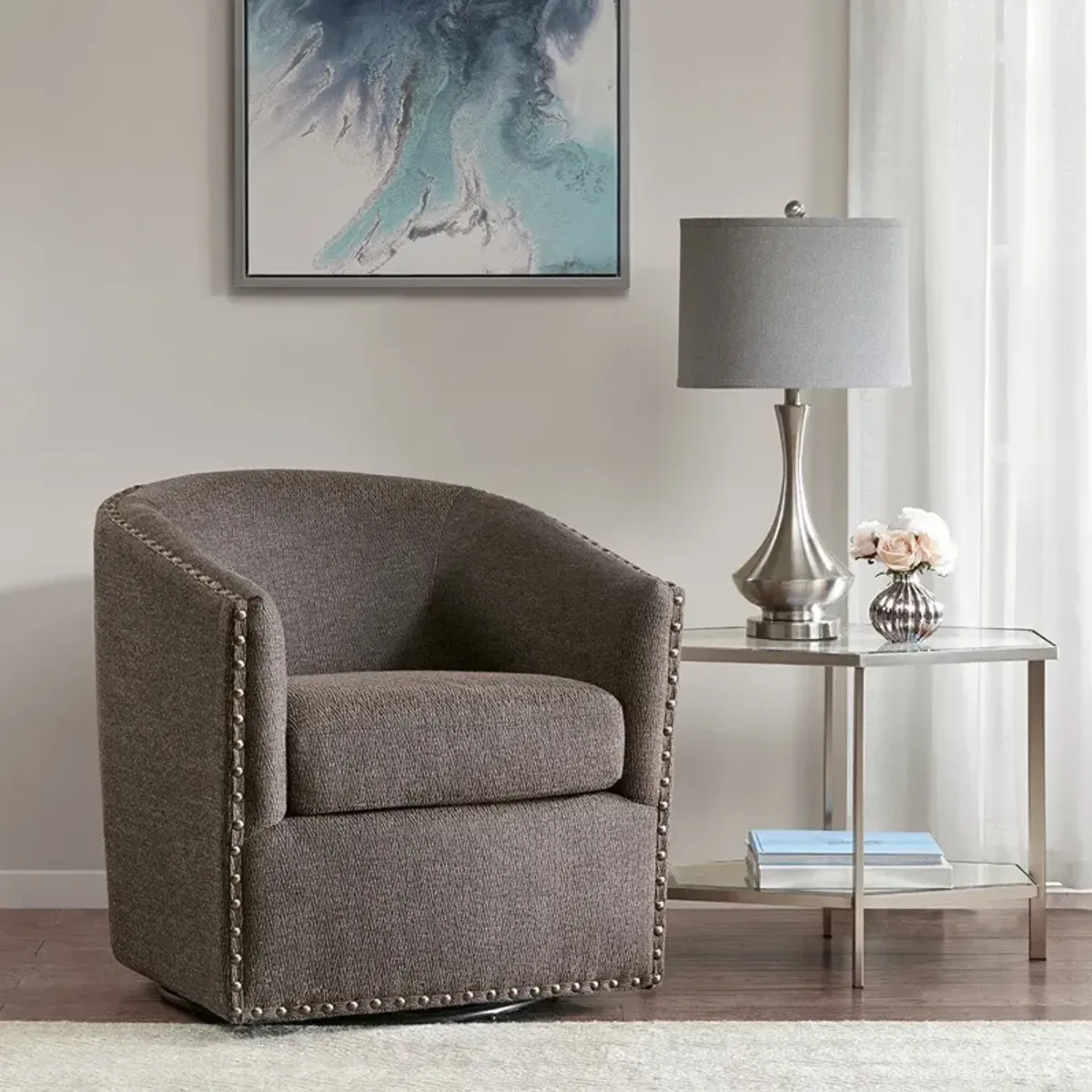 Meredith Swivel Chair - Dark Brown