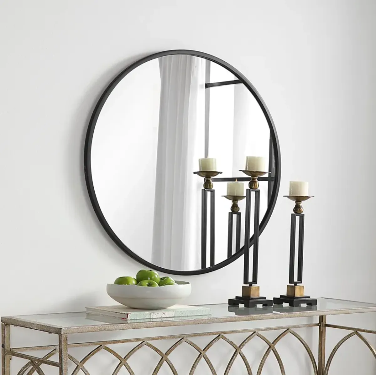 Karin 37'' Round Wall Mirror - Black