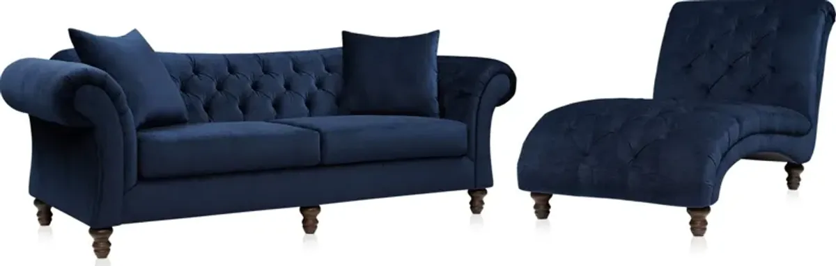 Leah Sofa and Chaise - Navy