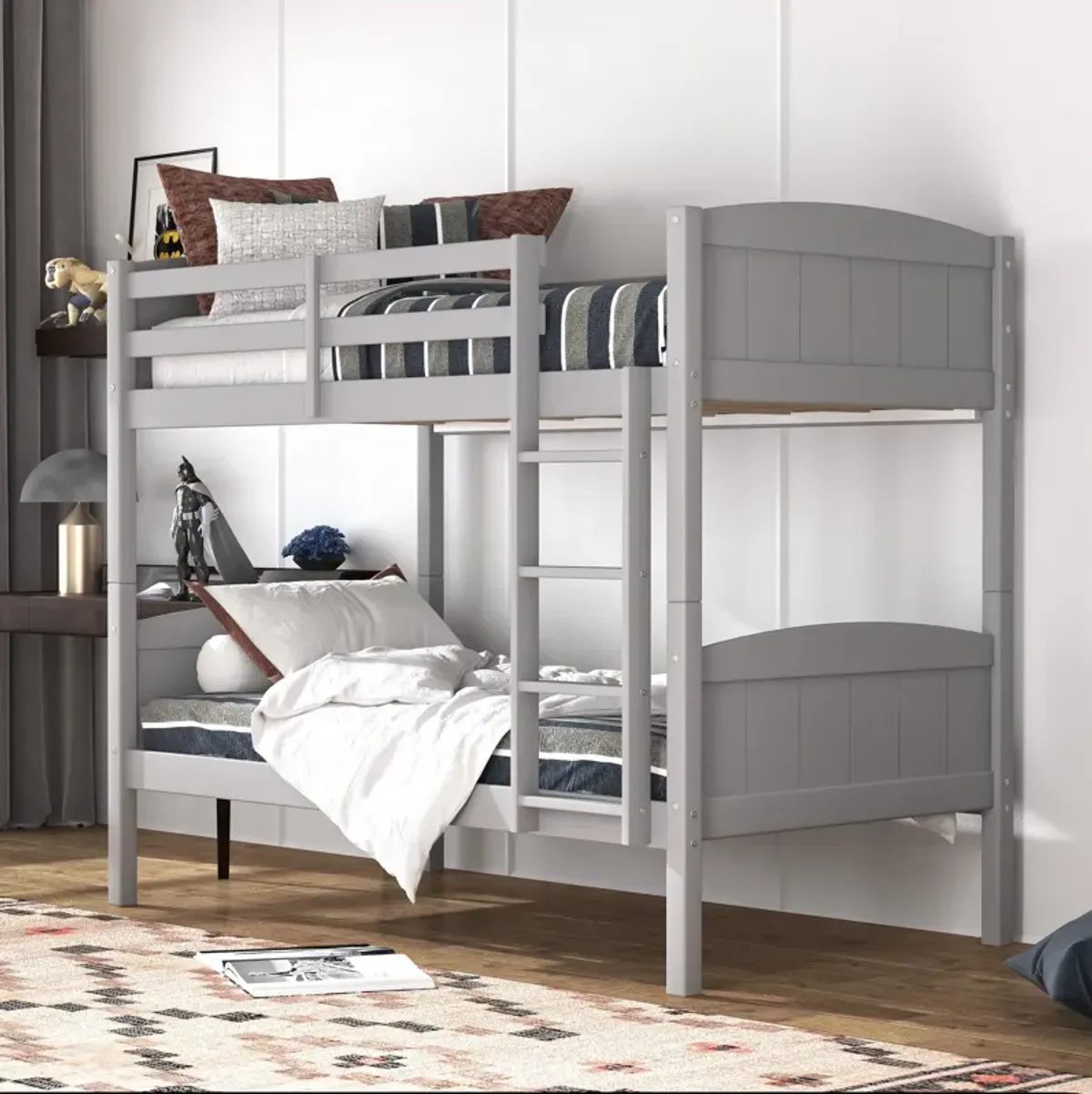 Bassel Twin Over Twin Bunk Bed - Gray