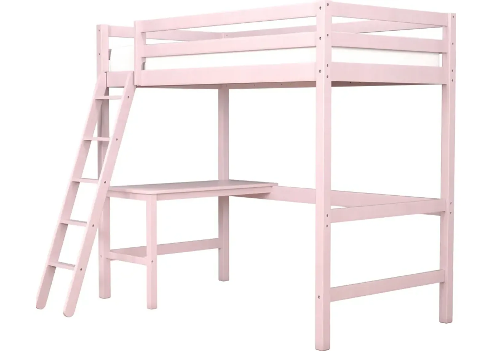 Elara Twin Loft Bed with Desk - Pink