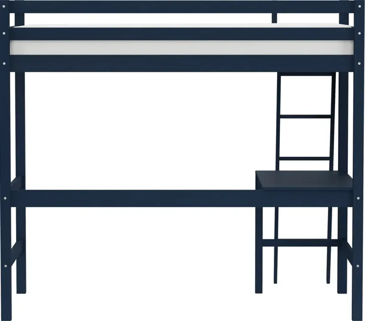 Elara Twin Loft Bed with Desk - Navy