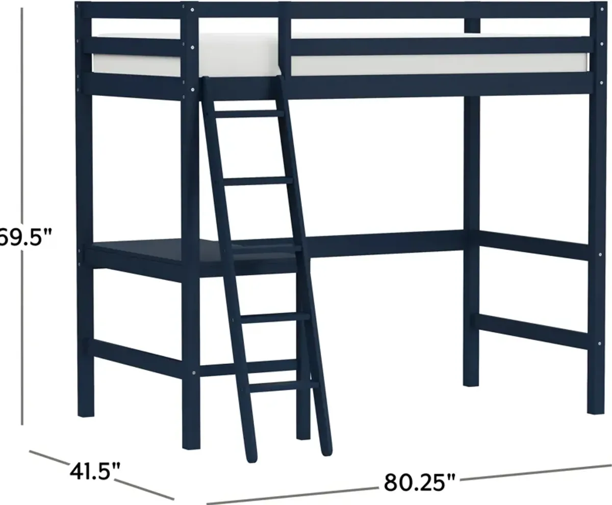 Elara Twin Loft Bed with Desk - Navy