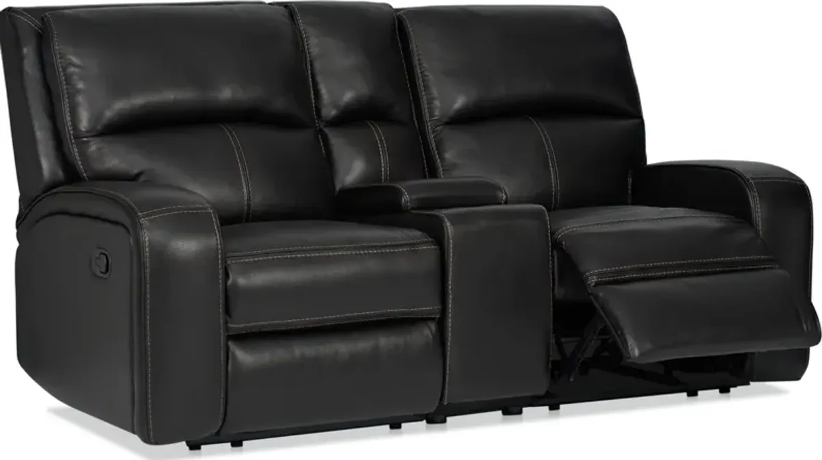 Burke Manual Reclining Leather Loveseat with Console