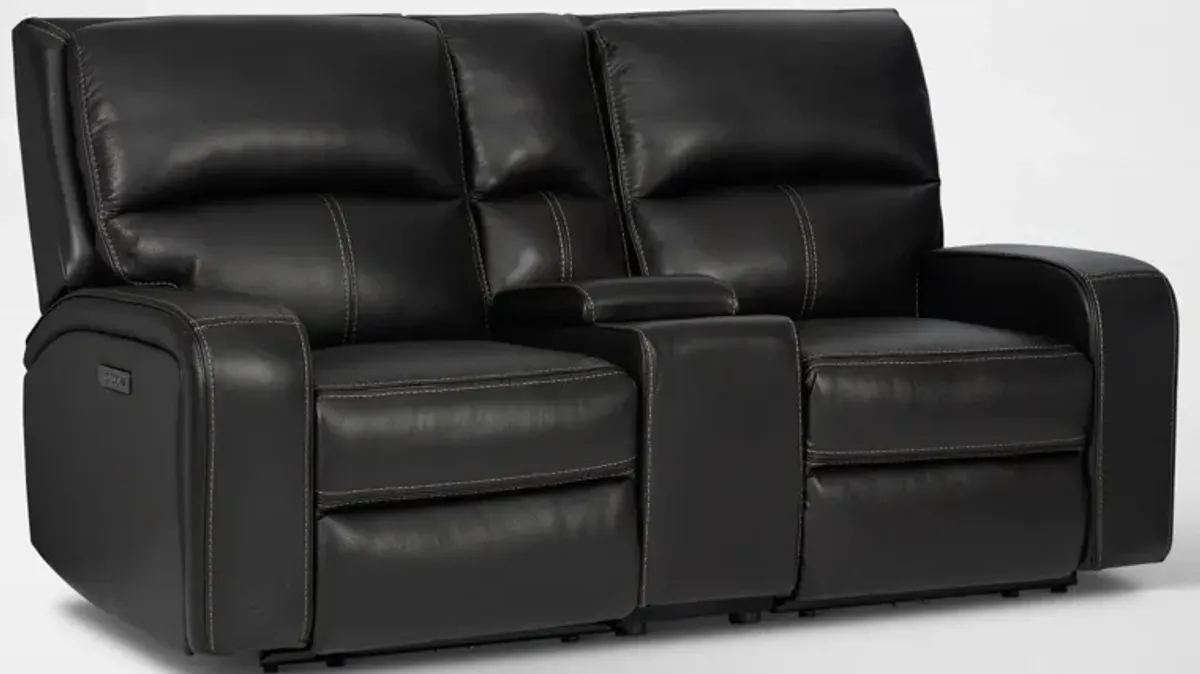 Burke Dual-Power Reclining Leather Sofa, Loveseat, and Recliner