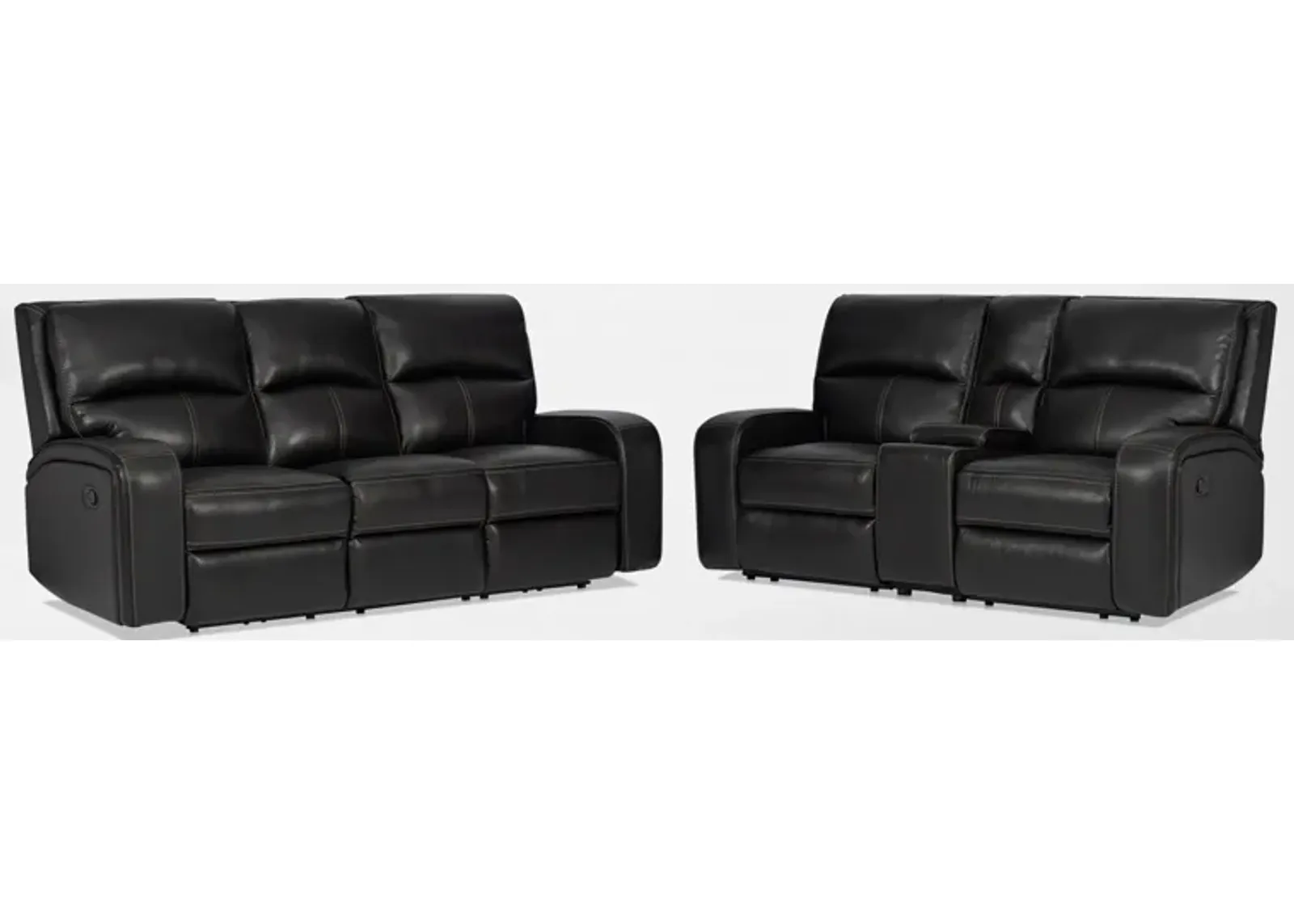 Burke Manual Reclining Leather Sofa and Loveseat   Set