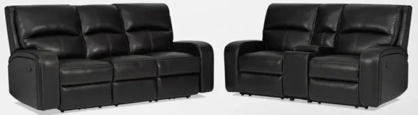 Burke Manual Reclining Leather Sofa and Loveseat   Set