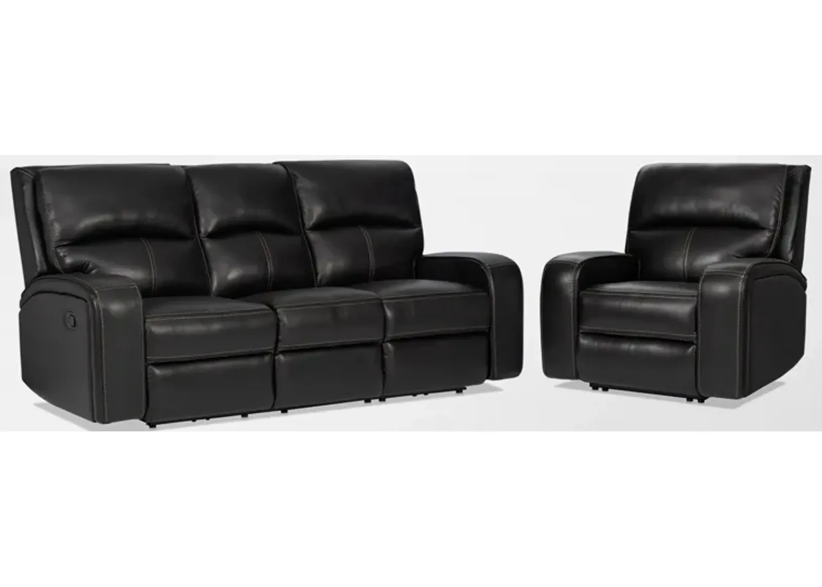 Burke Manual Reclining Leather Sofa and Recliner Set