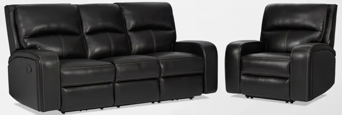 Burke Manual Reclining Leather Sofa and Recliner Set