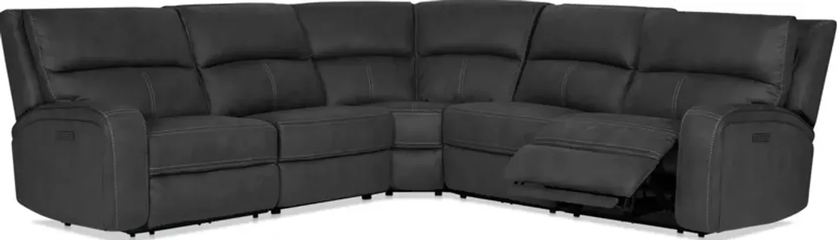 Burke 5-Piece Dual-Power Reclining Sectional - Charcoal