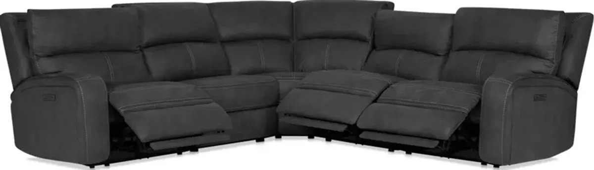 Burke 5-Piece Dual-Power Reclining Sectional - Charcoal