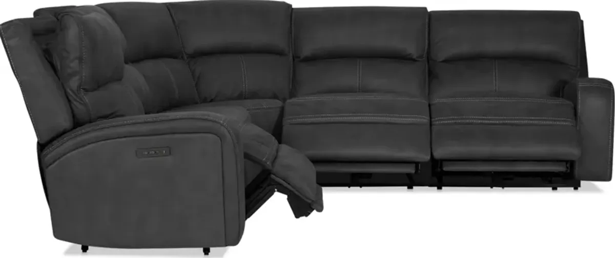 Burke 5-Piece Dual-Power Reclining Sectional - Charcoal