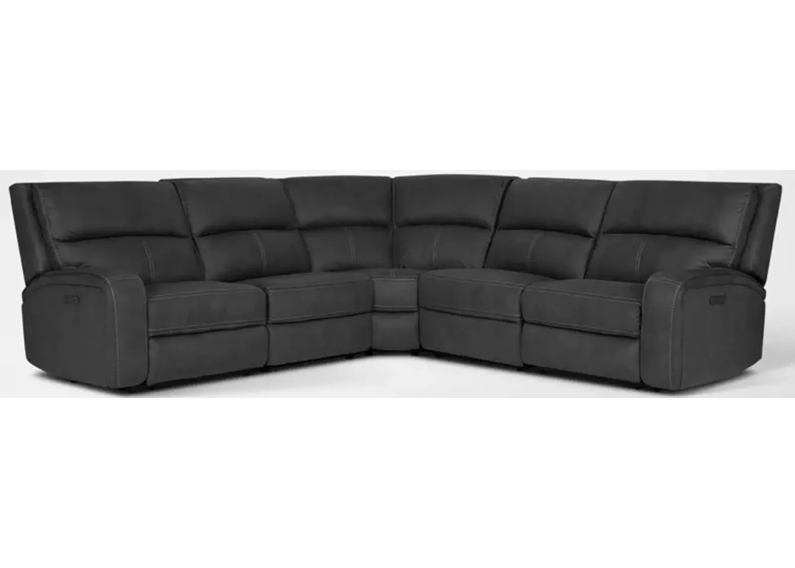 Burke 5-Piece Dual-Power Reclining Sectional - Charcoal