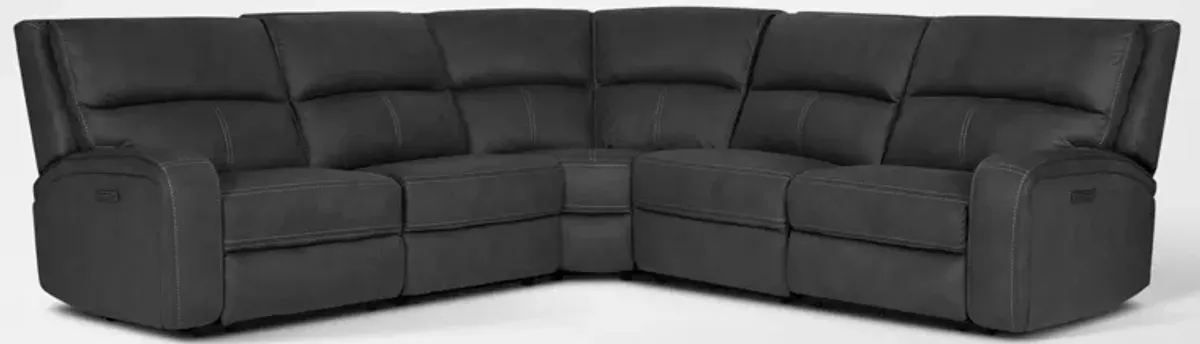 Burke 5-Piece Dual-Power Reclining Sectional - Charcoal