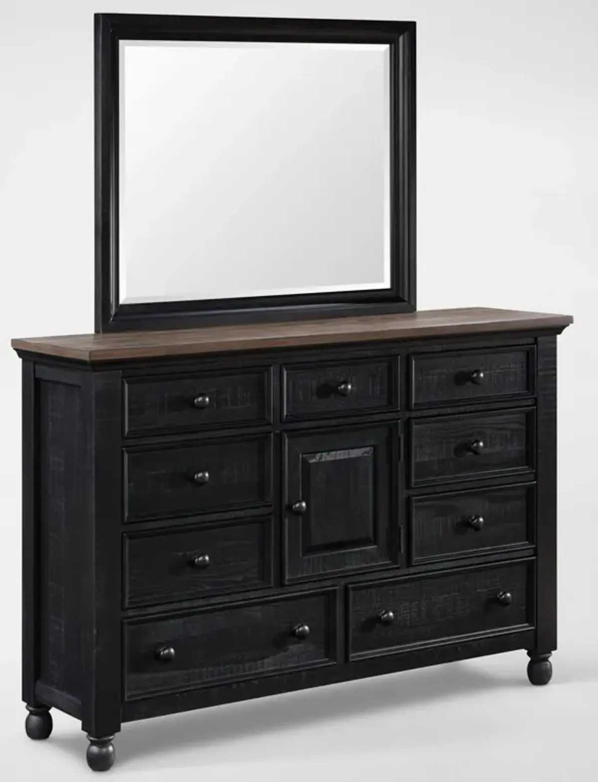 Riverview 5-Piece Queen Storage Bedroom Set with Dresser and Mirror - Black