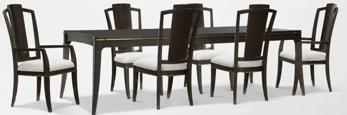 Manhattan Rectangular Dining Table with 4 Splat-Back Side Chairs and 2 Splat-Back Armchairs