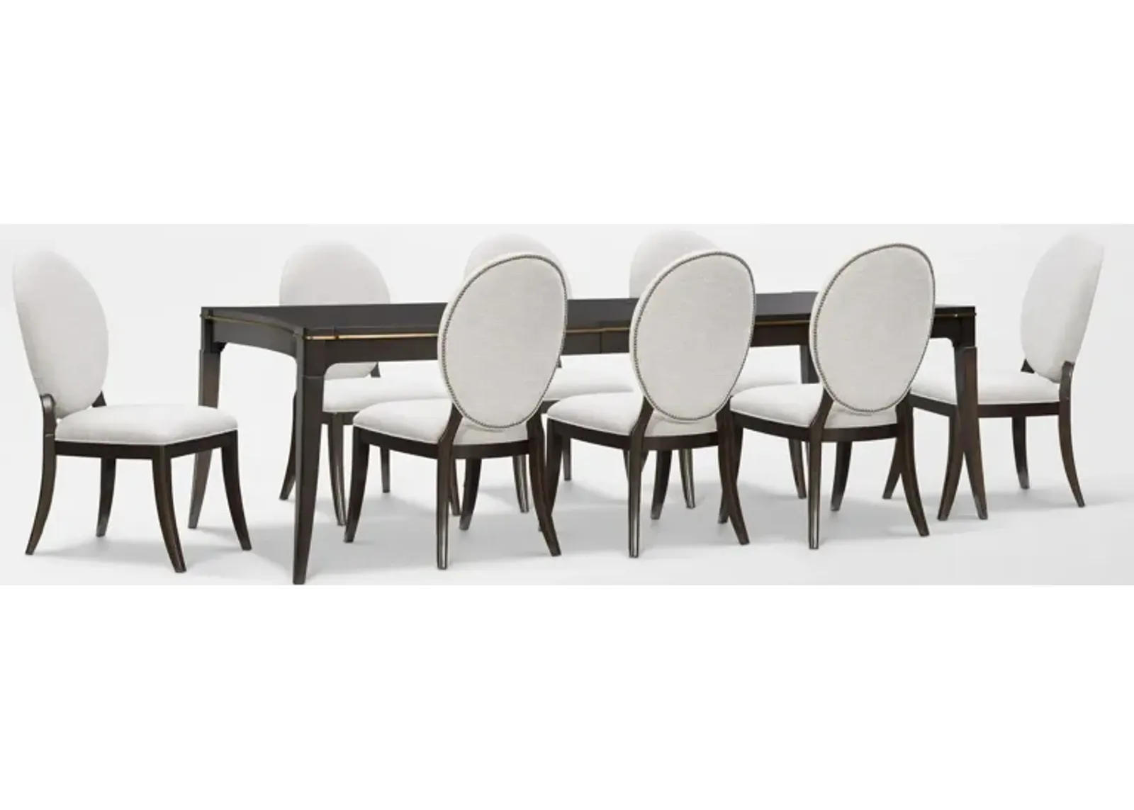 Manhattan Rectangular Dining Table with 8 Oval-Back Side Chairs