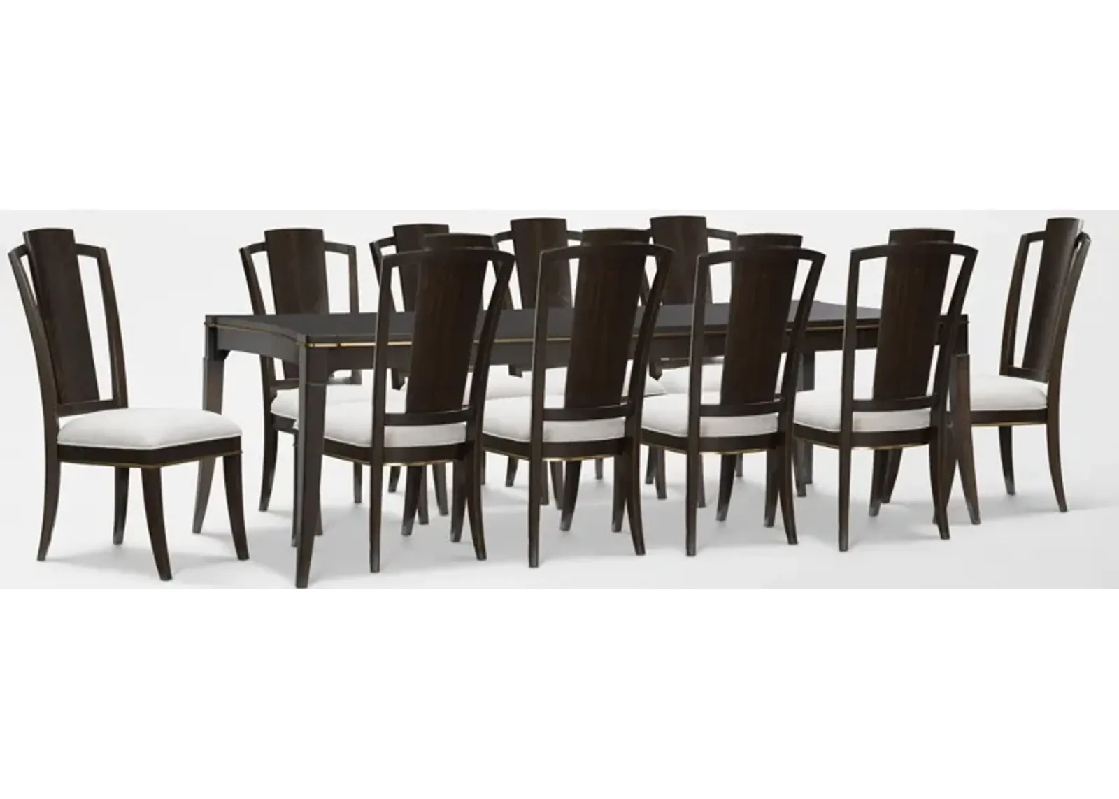 Manhattan Rectangular Dining Table with 10 Splat-Back Side Chairs