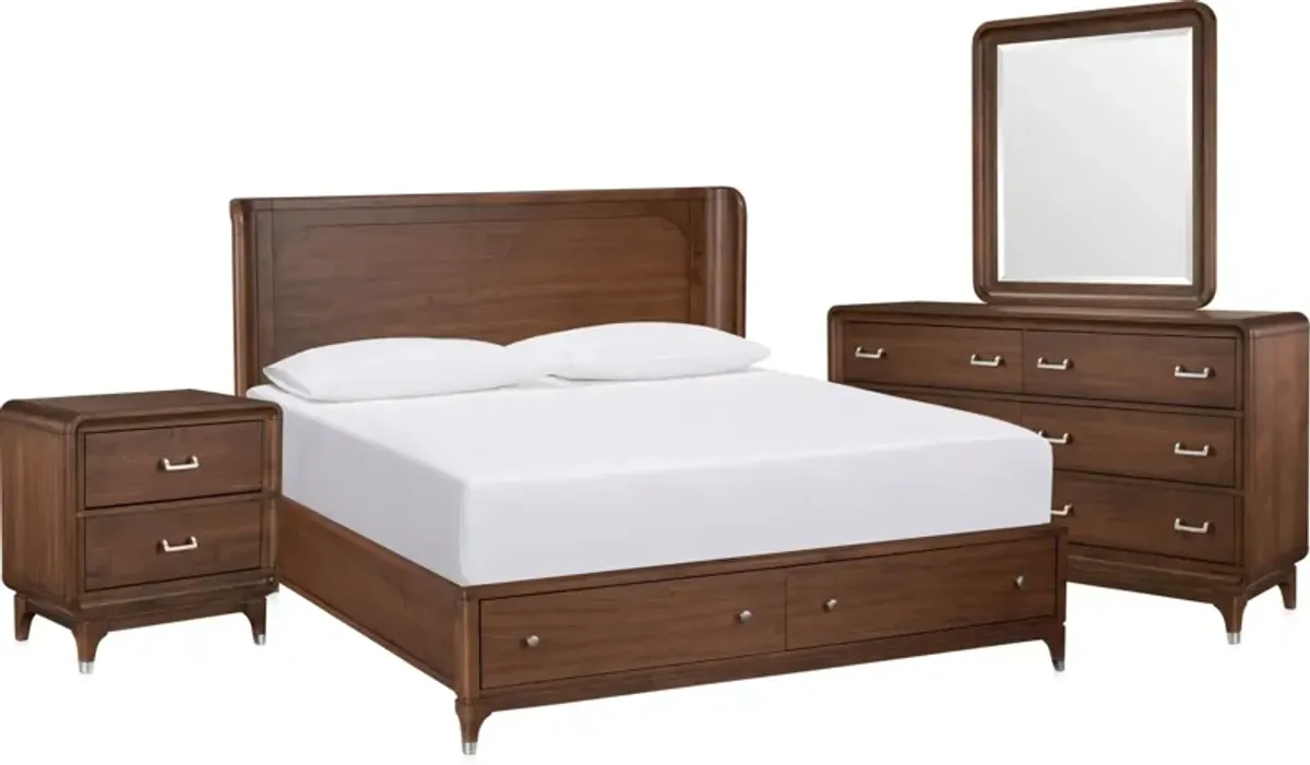 Chicago 6-Piece Queen Storage Bedroom Set with Dresser, Mirror and Charging Nightstand