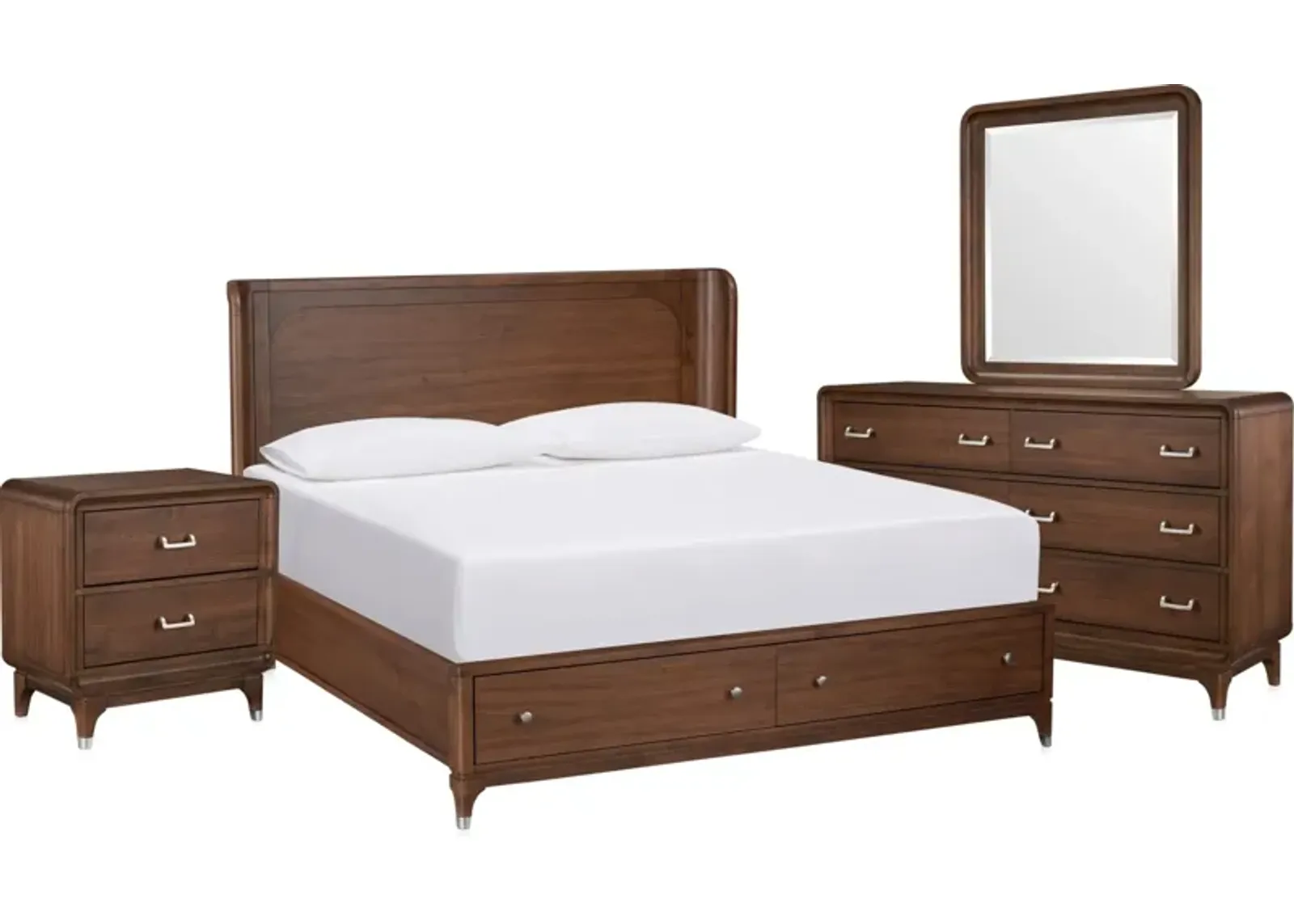 Chicago 6-Piece King Storage Bedroom Set with Dresser, Mirror and Charging Nightstand