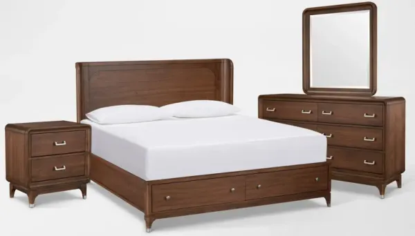 Chicago 6-Piece King Storage Bedroom Set with Dresser, Mirror and Charging Nightstand