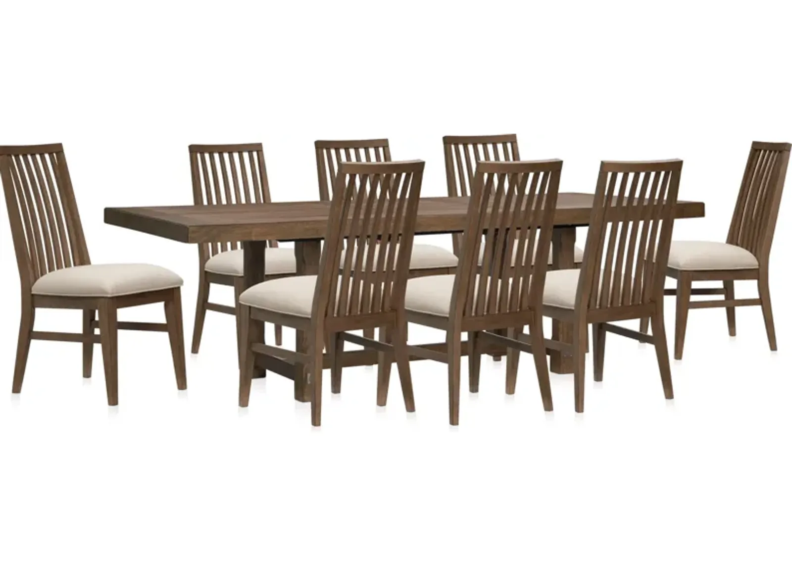 Madrid Extendable Rectangular Dining Table and 8 Slat-Back Dining Chairs - Oak