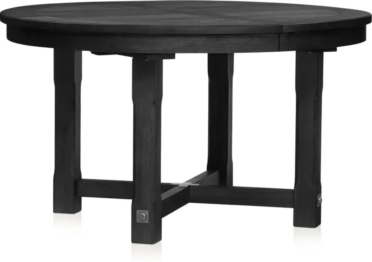 Madrid Round Dining Table and 4 Slat-Back Dining Chairs - Black