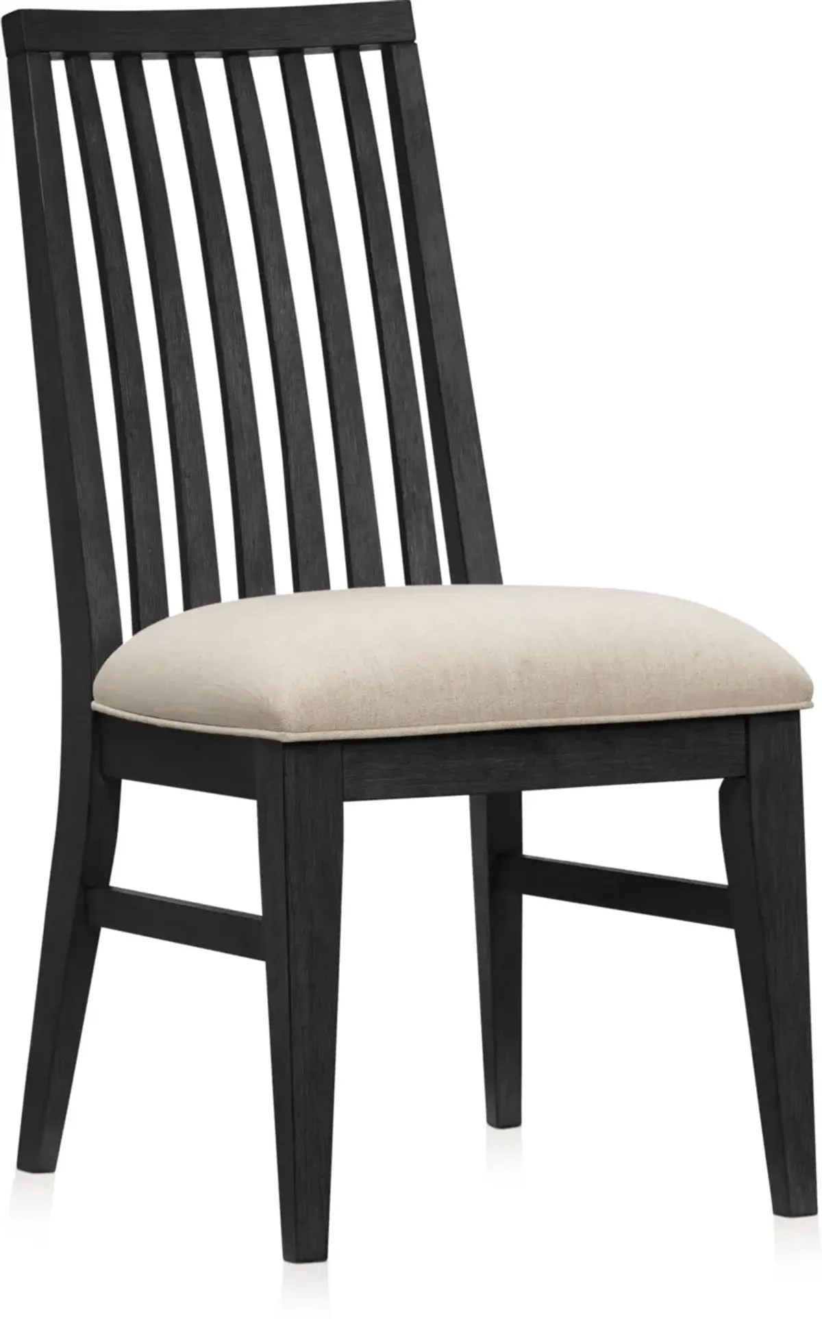 Madrid Round Dining Table and 4 Slat-Back Dining Chairs - Black