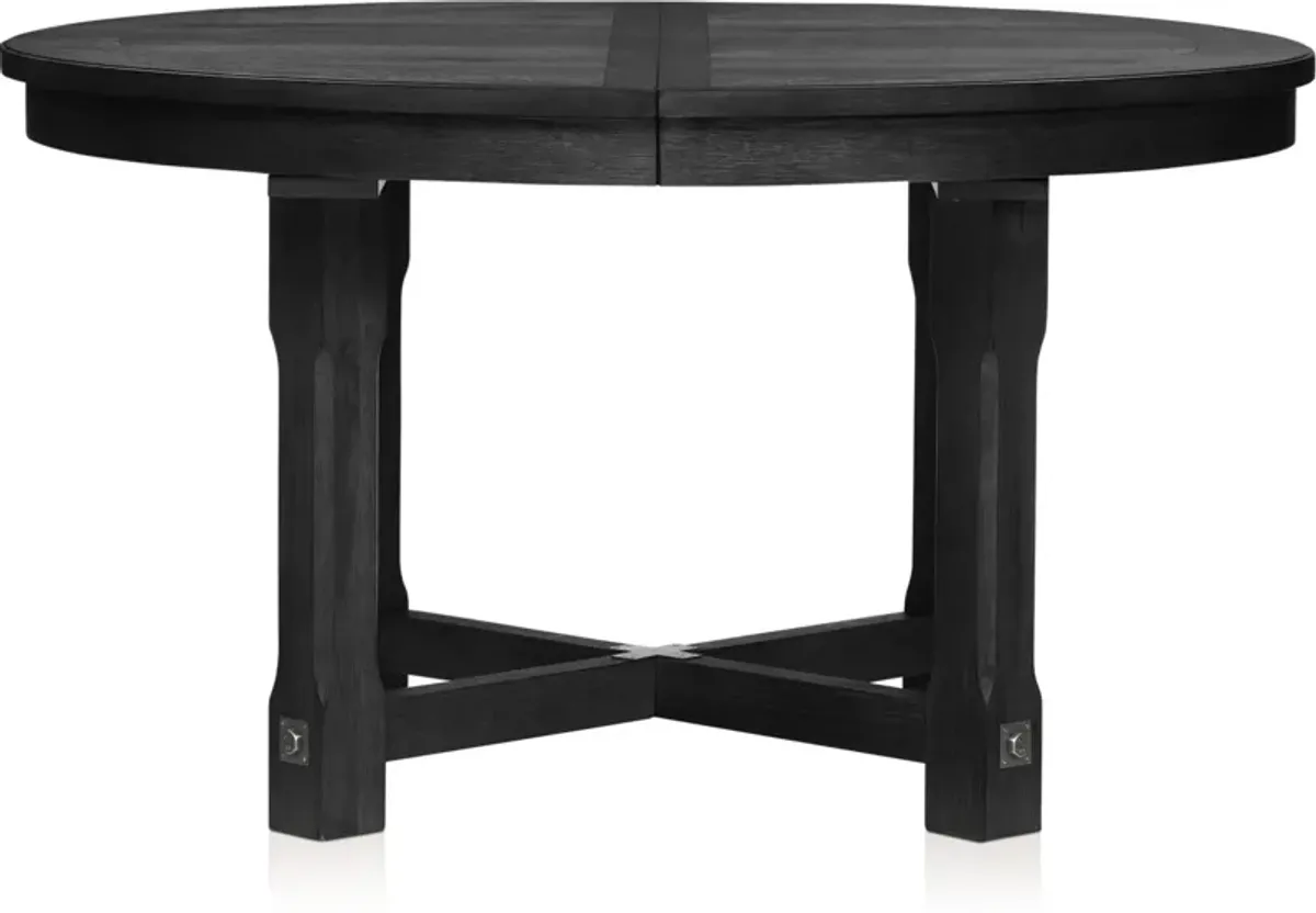 Madrid Round Dining Table and 4 Slat-Back Dining Chairs - Black