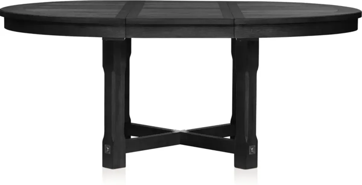 Madrid Round Dining Table and 4 Slat-Back Dining Chairs - Black