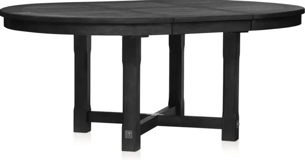 Madrid Round Dining Table and 4 Slat-Back Dining Chairs - Black