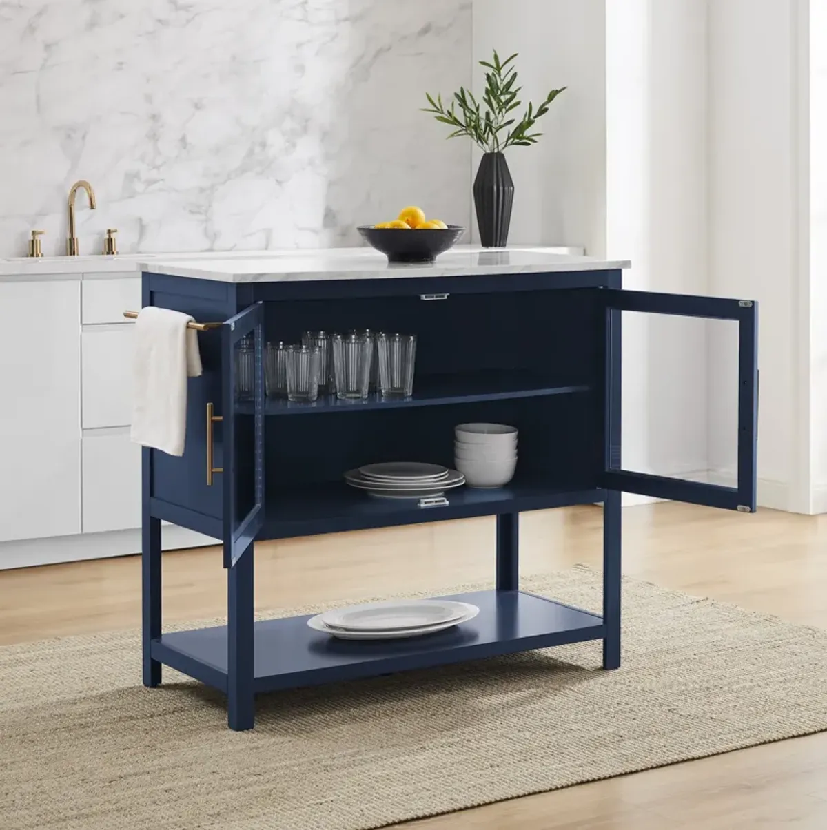 Aura Kitchen Island - Navy/White