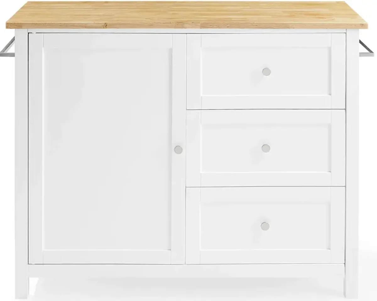 Elio Kitchen Island - White/Natural