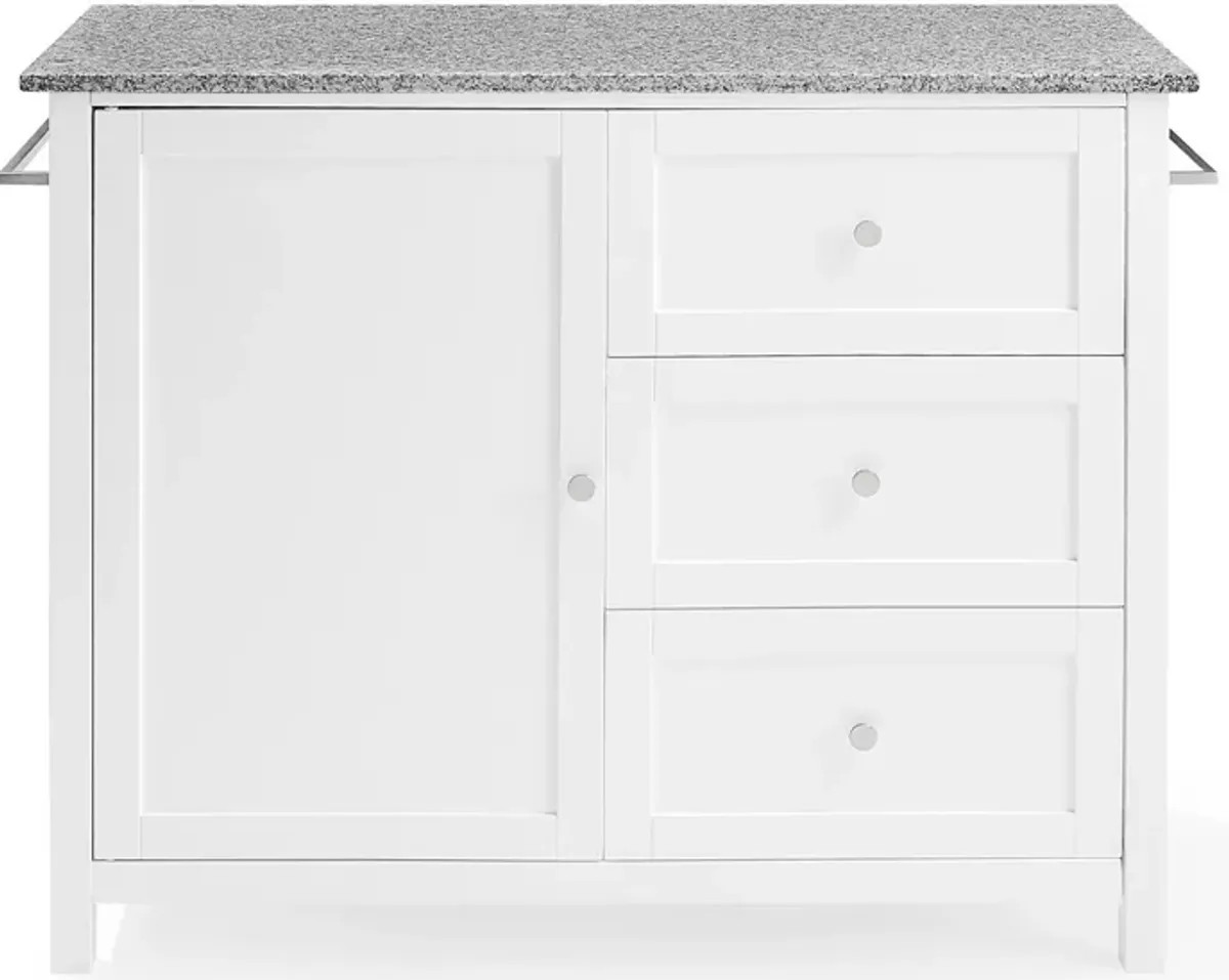 Elio Kitchen Island - White/Gray Granite