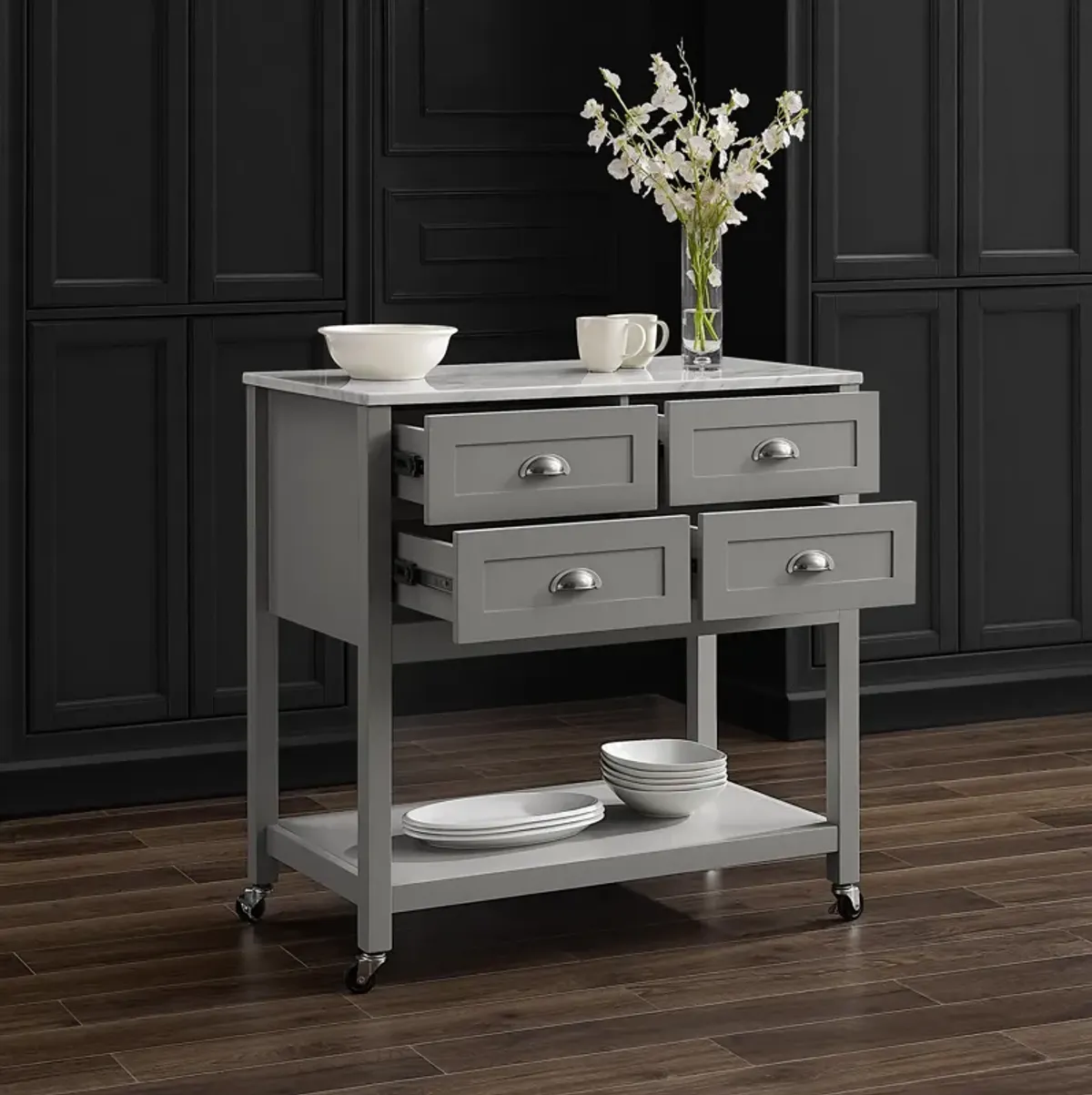 Dacre Kitchen Island - Gray/White