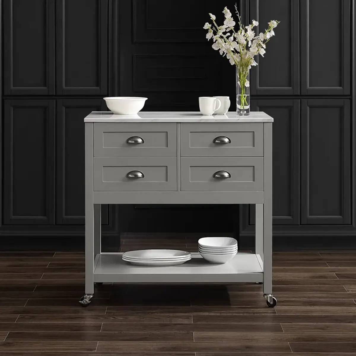 Dacre Kitchen Island - Gray/White