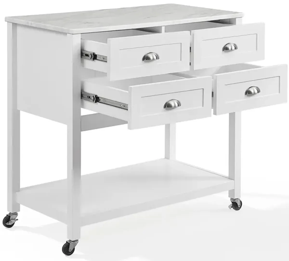 Dacre Kitchen Island - White/White