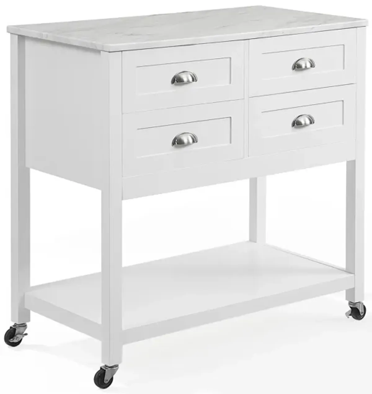 Dacre Kitchen Island - White/White