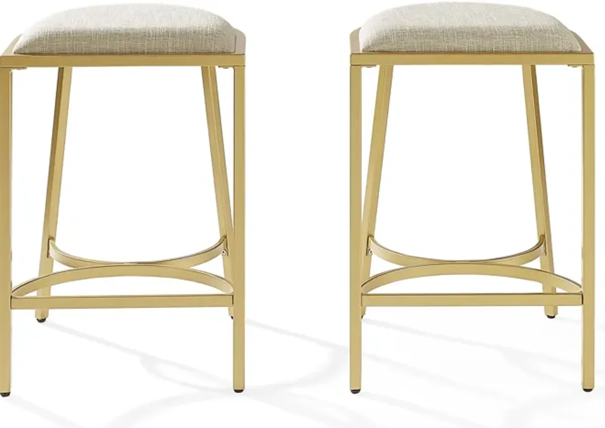 Huck Set of 2 Counter-Height Stools - Oatmeal/Gold