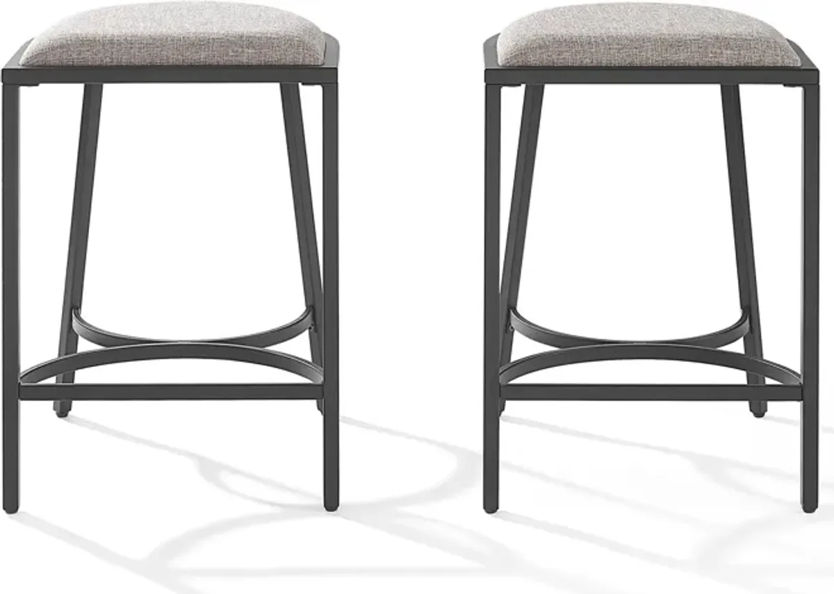 Huck Set of 2 Counter-Height Stools - Gray/Matte Black