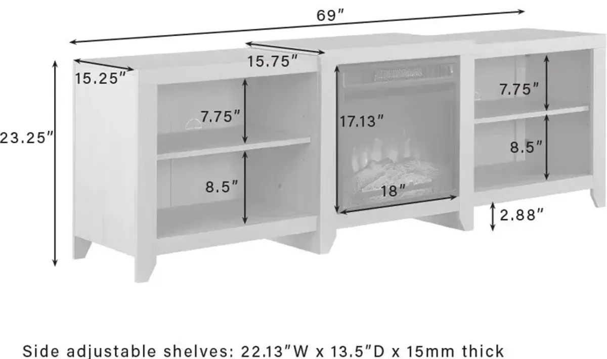 Andie 69" TV Stand with Fireplace - Whitewash