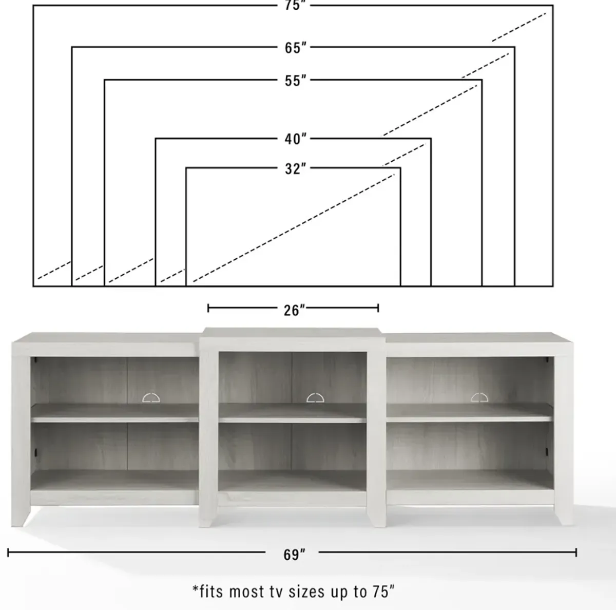 Andie 69" TV Stand - Whitewash