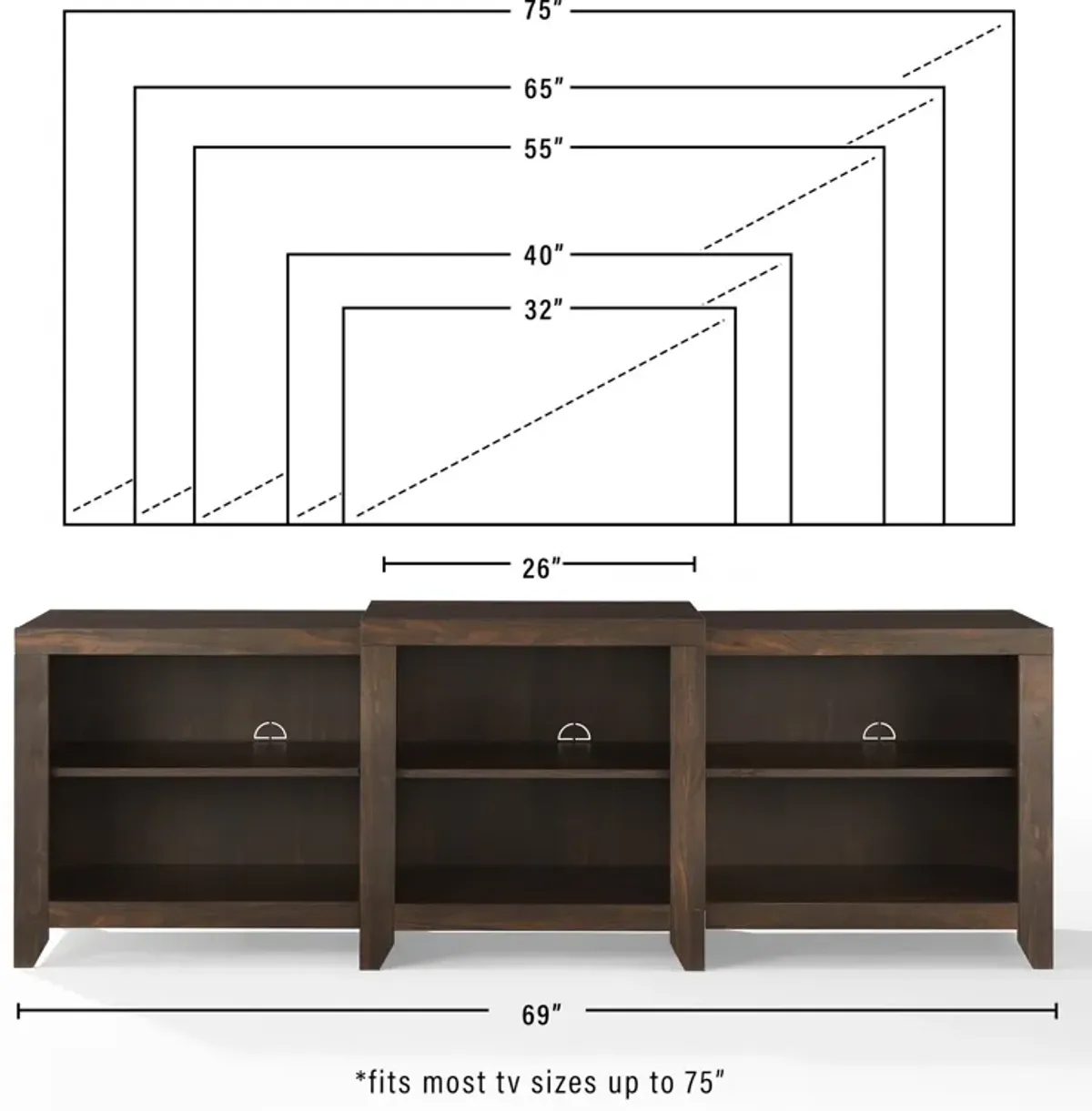 Andie 69" TV Stand - Dark Walnut