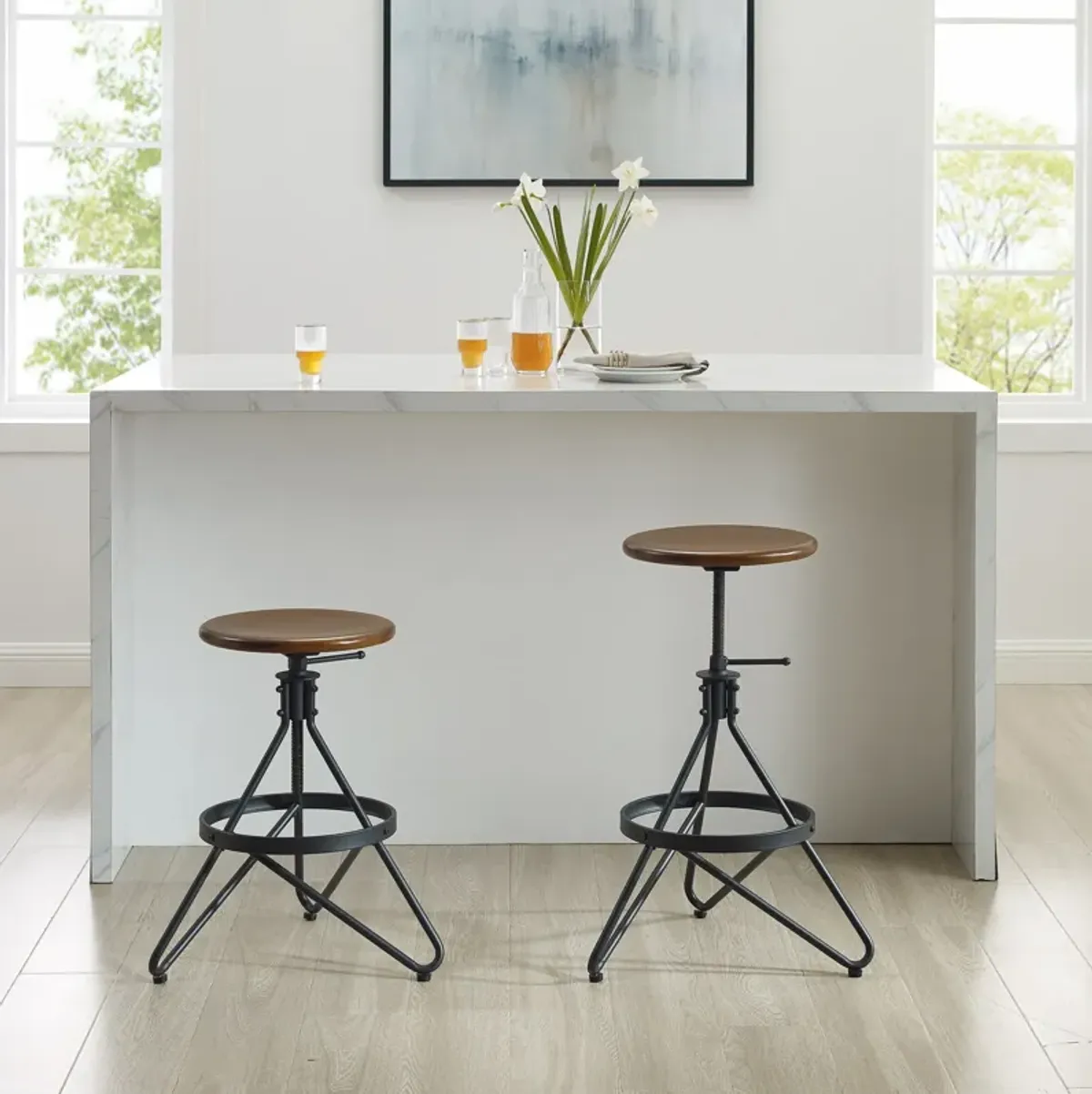 Suki Set of 2 Adjustable Height Swivel Stools