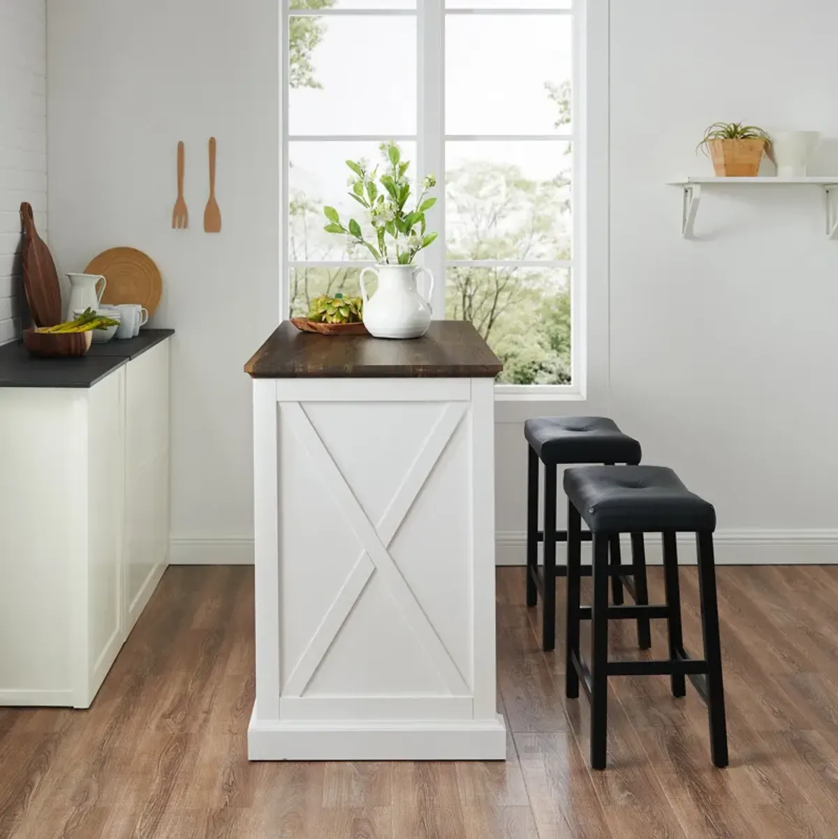 Jansen Kitchen Island and Truman Stools